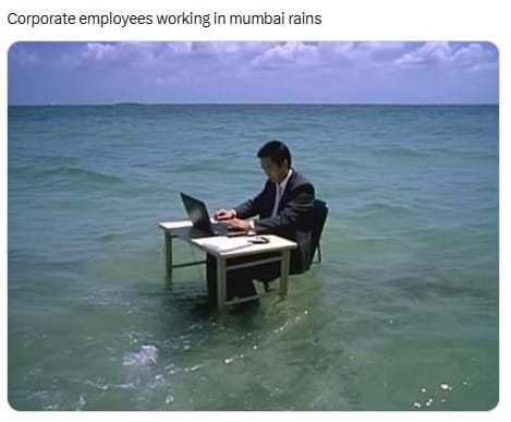 Now, that’s #CorporateMonsoonMood”. Isn’t it? (Image: X)