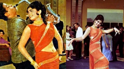 Mumtaz stole the hearts of the audience with her energetic dance moves and stylish saree look in the iconic song. (News18 Hindi)