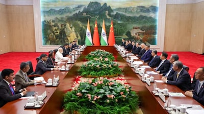 PM Modi holds a meeting with Chinese President Xi Jinping. (PTI)
