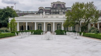 The Rose Garden is located along the West Terrace between the Oval Office and the Cabinet Room (X/FLOTUS)