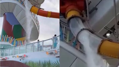 A water slide broke on the Royal Caribbean's Icon of the Seas cruise ship. (X)