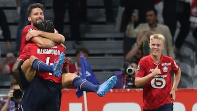 Olivier Giroud celebrates after netting against Monaco [AFP Photo]