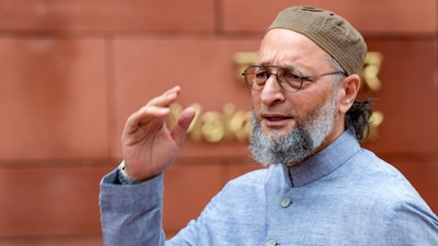 AIMIM MP Asaduddin Owaisi during the Monsoon session of Parliament, (PTI photo)