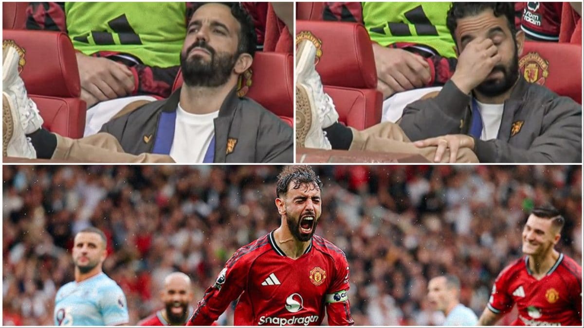 Ruben Amorim Looks Away Anxiously As Bruno Fernandes’ Late Penalty Saves Man United: WATCH