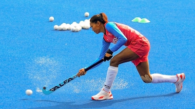 Salima Tete during a warm-up session. (PTI Photo)