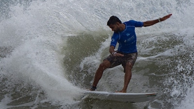 Indian surfer Ramesh Budhial clinched bronze at the Asian Surfing Championships. (X) 