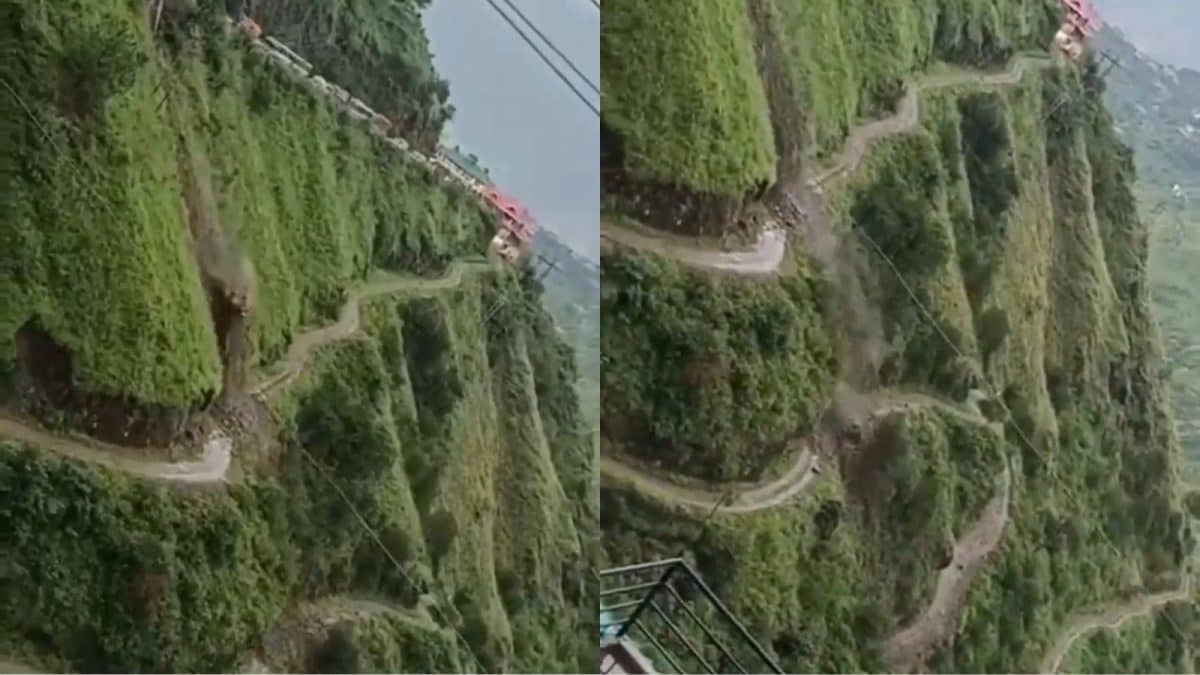 Terrifying Video Shows Bulldozer Falling 300 Metres Into Gorge In Shimla Amid Rain | Watch | India News