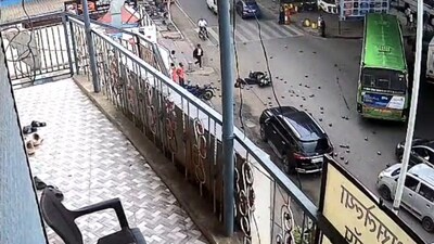 Pune Motorcyclist Injured After Heavy Iron Load From Flyover Falls On Him
