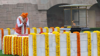 PM Modi Pays Homage To Mahatma Gandhi 