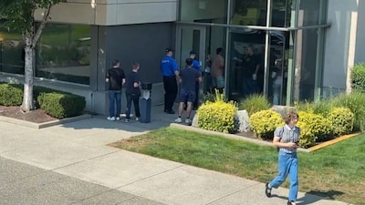Protesters have occupied a building in the Microsoft Office
