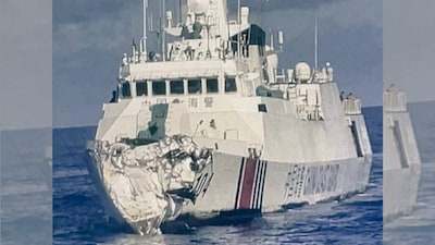 The collision happened while the Philippine Coast Guard was escorting boats delivering aid to local fishermen in the area. (Image via X/@NavyLookout)