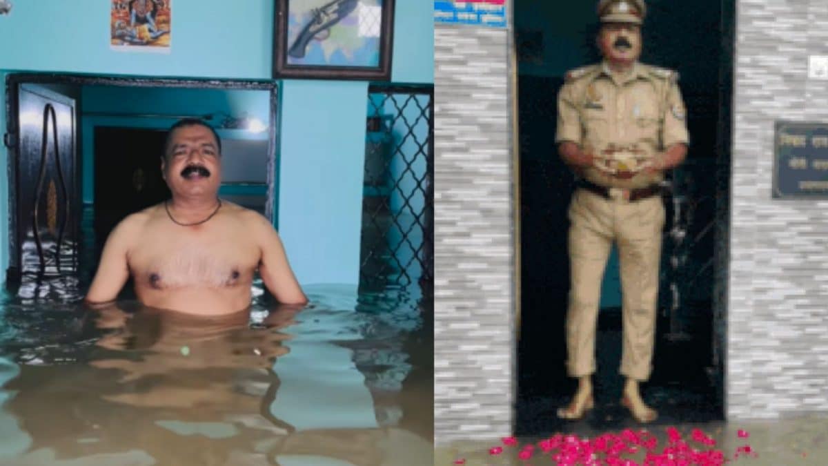 Prayagraj Cop Prays to Ganga Floodwaters, Takes a Dip