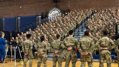 During a meeting with the troops on Thursday, Trump praised their efforts (X/@DeptofDefense)