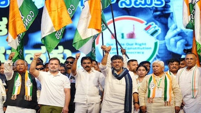 The Congress organised a protest rally and march against 'large-scale vote theft', at Freedom Park in Bengaluru on Friday. Image/X
