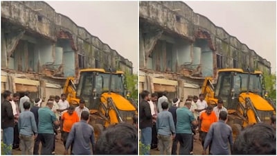 Visuals from the site show a large crowd gathered around the collapsed building.