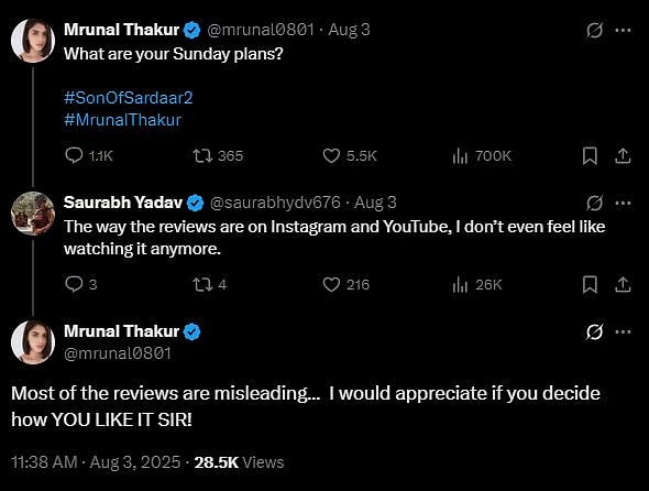 Mrunal Thakur's tweet