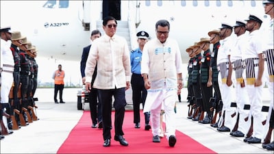 Philippines President Ferdinand Marcos arrives in Delhi. (MEA)