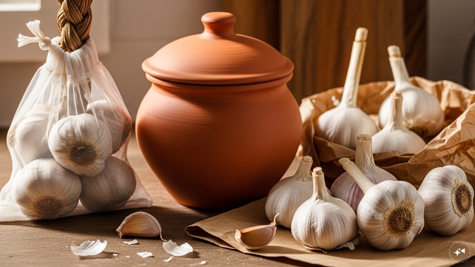 Use a Mesh Bag or Garlic Keeper: Mesh bags, paper bags, or terracotta garlic keepers allow air circulation and prevent mold. Use a Mesh Bag or Garlic Keeper: Mesh bags, paper bags, or terracotta garlic keepers allow air circulation and prevent mold.