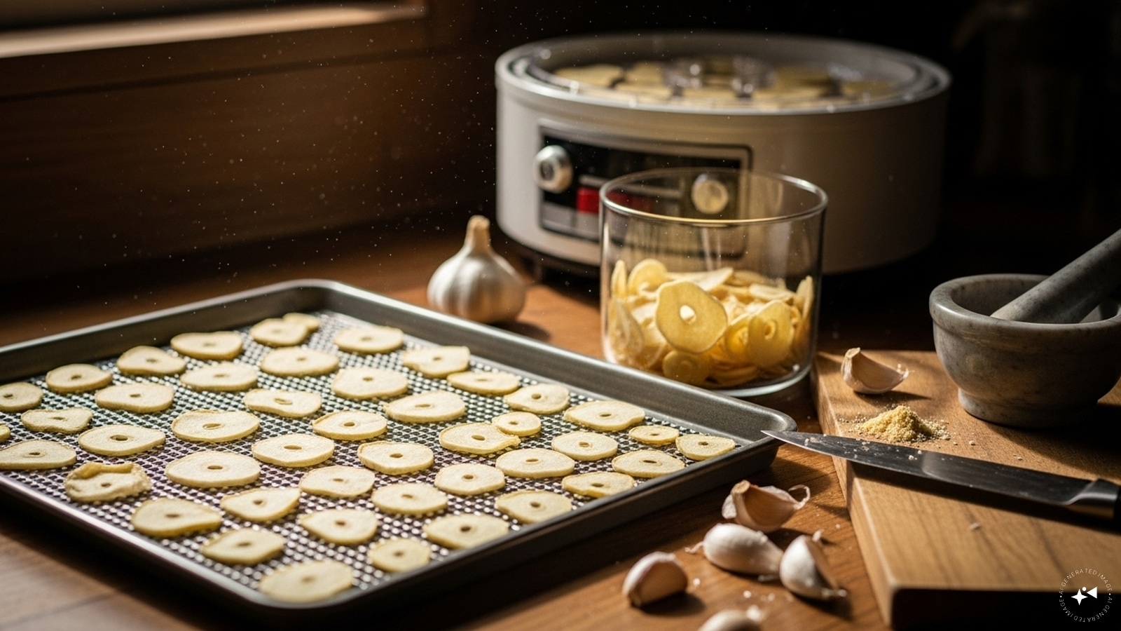 Dry Garlic For Longer Shelf Life: Dehydrate garlic slices and store them in an airtight container for use in soups, stews, or grinding into powder. Dry Garlic For Longer Shelf Life: Dehydrate garlic slices and store them in an airtight container for use in soups, stews, or grinding into powder.