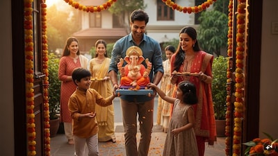 Ganesh Chaturthi 2025: Welcome Ganpati Bappa with eco-friendly decorations. (AI generated image) 
