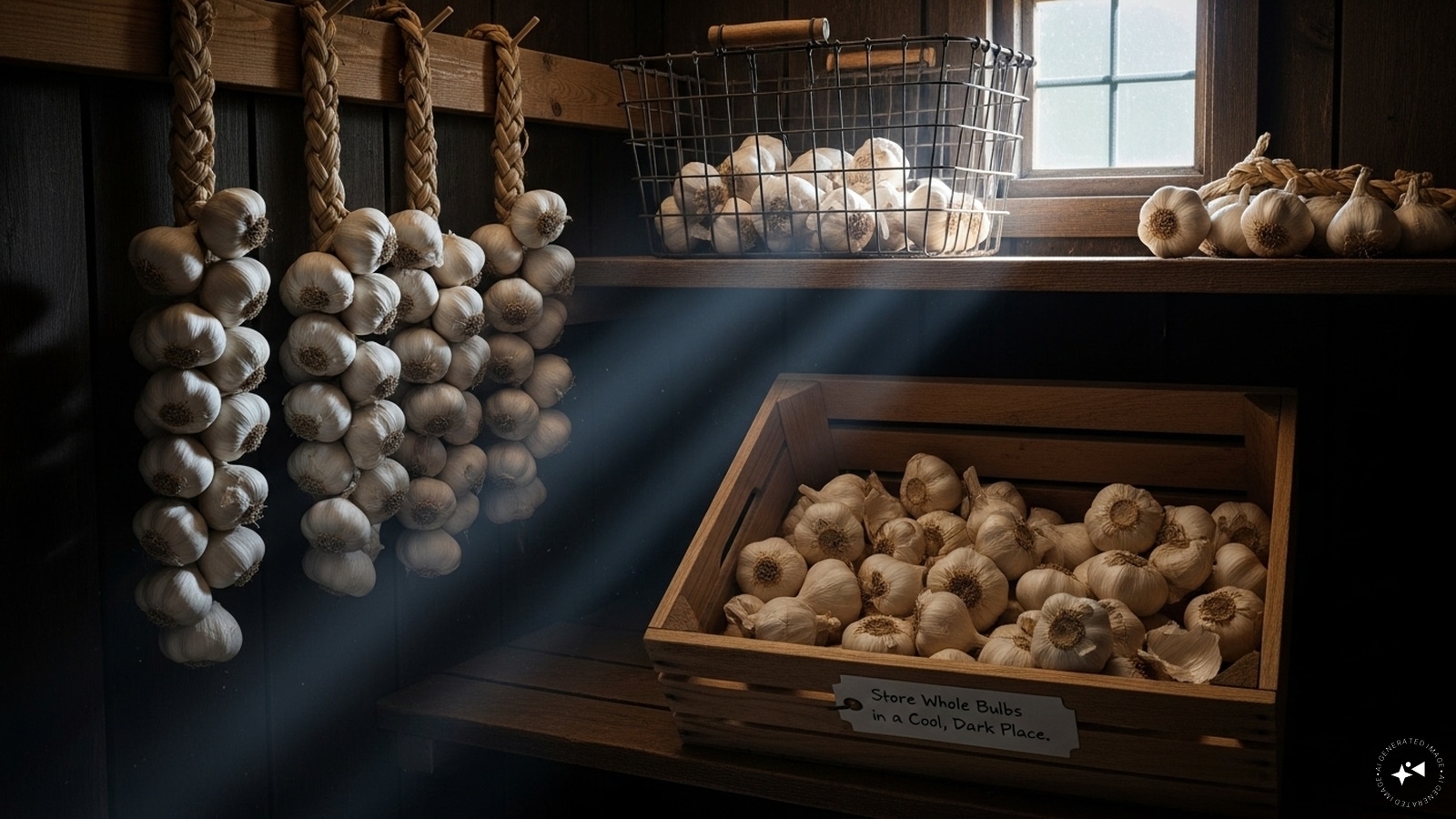 Store Whole Bulbs in a Cool, Dark Place: Keep garlic bulbs in a well-ventilated, dark area — like a pantry or cupboard — away from moisture and sunlight. Store Whole Bulbs in a Cool, Dark Place: Keep garlic bulbs in a well-ventilated, dark area — like a pantry or cupboard — away from moisture and sunlight.