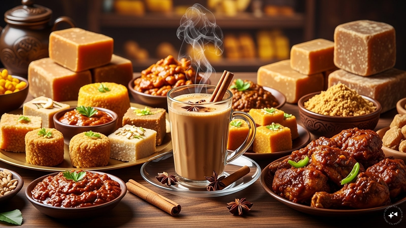 Supports Respiratory Health: Jaggery can help clear the respiratory tract and soothe throat irritation—often consumed with warm water or ginger during colds. (AI generated image) Supports Respiratory Health: Jaggery can help clear the respiratory tract and soothe throat irritation—often consumed with warm water or ginger during colds. (AI generated image)
