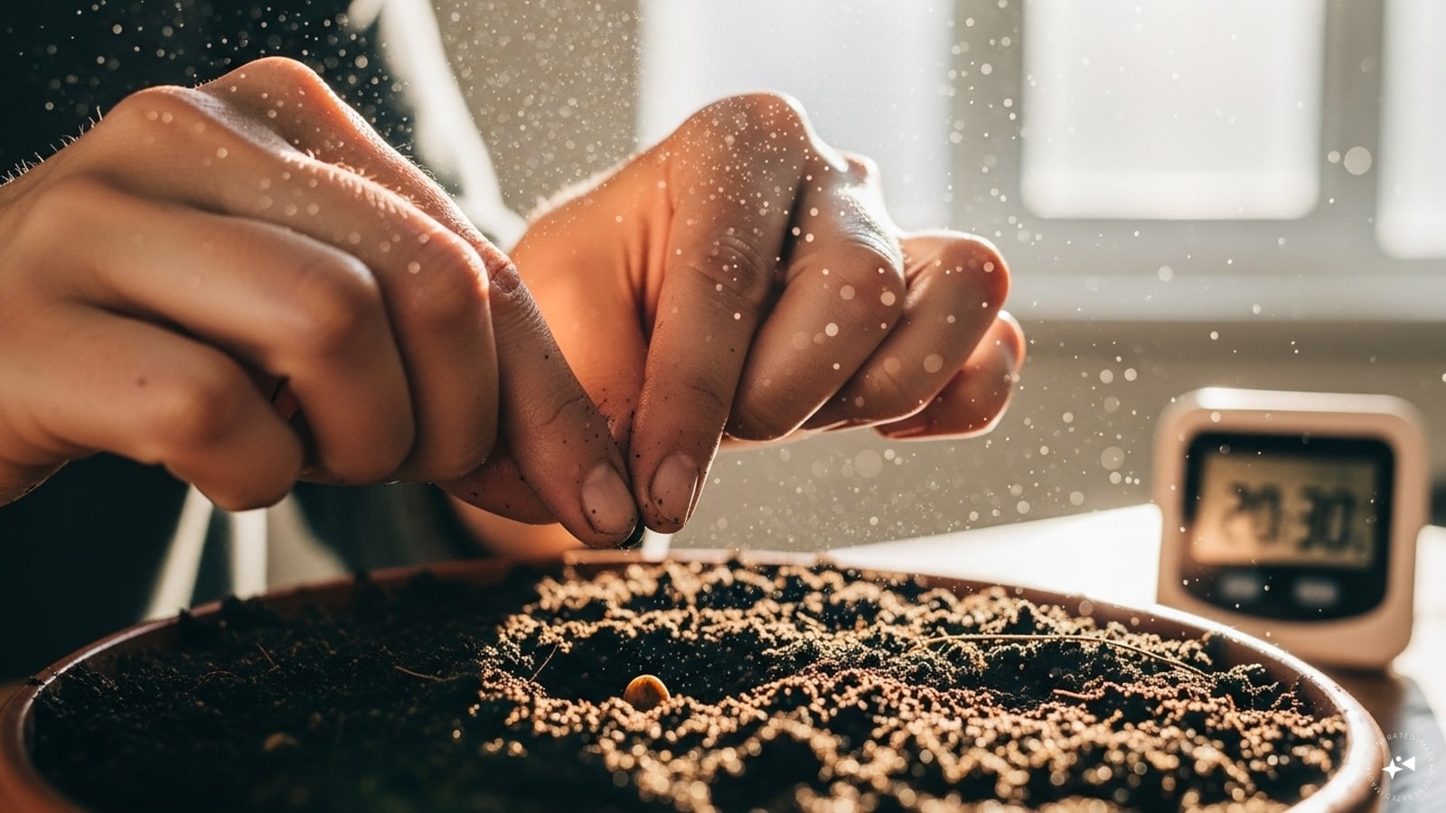 Plant The Seeds: Plant each seed about 1 inch deep in moist soil. Cover lightly with soil and mist with water. Also, try to keep the pot in a warm area (20–30°C / 68–86°F) with indirect sunlight.