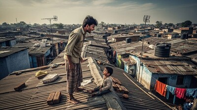 UP man, who threw two-year-old son off the roof, was 'lured' to come downstairs with 'tobacco worth Rs 50'. (AI-generated image)