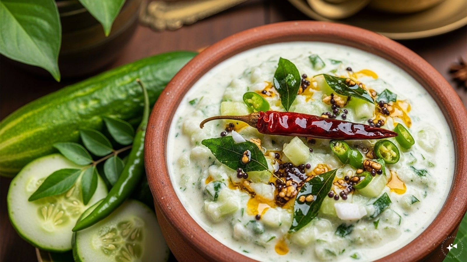 Now, pour the tempering of mustard seeds, curry leaves, coconut oil and red chilli. (AI generated image) Now, pour the tempering of mustard seeds, curry leaves, coconut oil and red chilli. (AI generated image)
