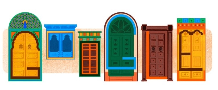 2024: Google marked India’s Independence Day with a Doodle by Vrinda Zaveri, highlighting “Architecture” as this year’s theme. The artwork features six doors and windows, symbolizing new beginnings and the limitless possibilities of an independent India.