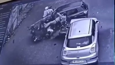 The impact caused the bike to burst into flames, leaving Mondal trapped and unable to escape.