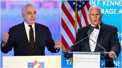 Kurt Campbell, former US deputy secretary of state in the Biden administration, and Mike Pence, former US Vice President. (AFP file photos)
