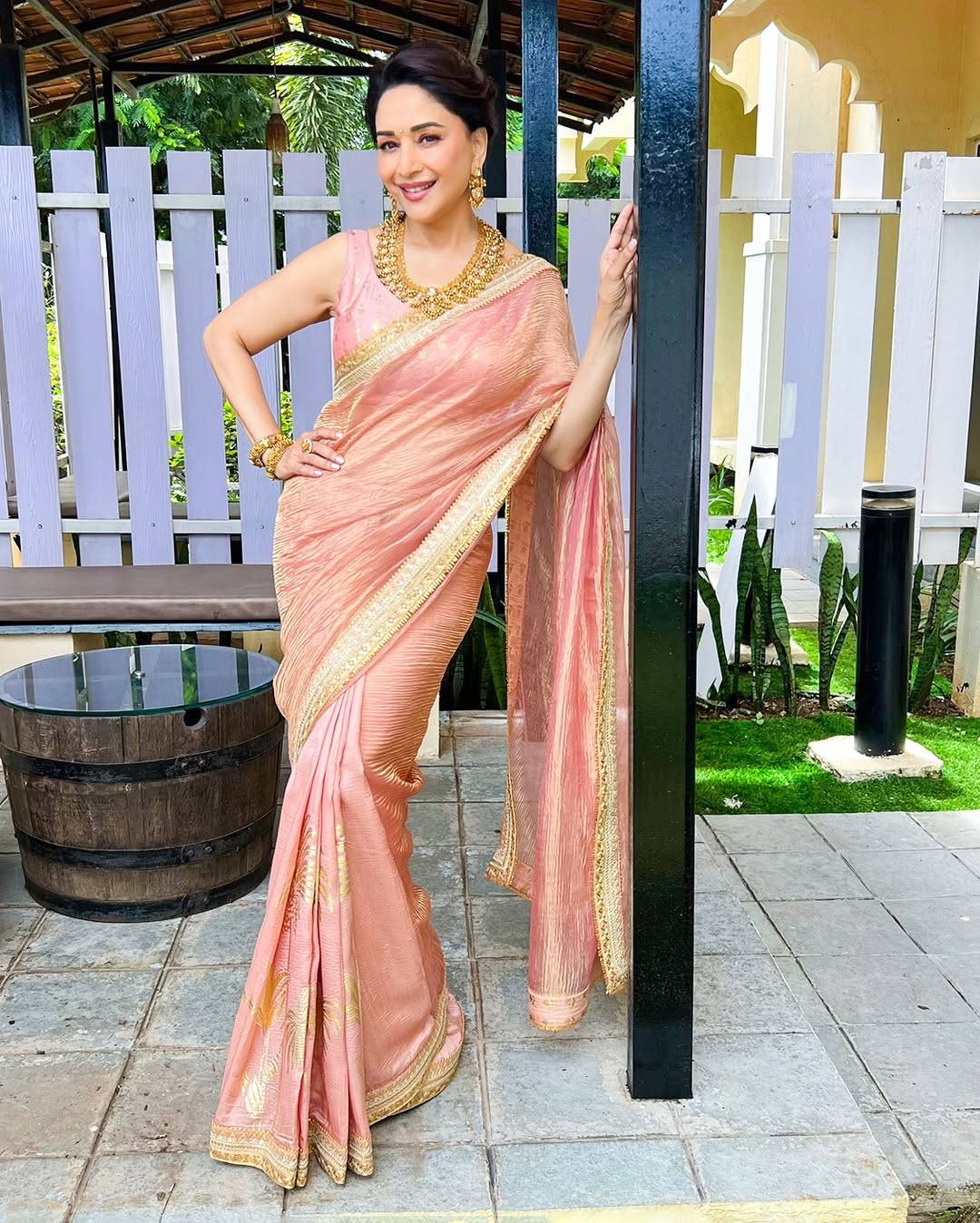 Madhuri Dixit-Inspired Saree Blouse Designs For Ganesh Chaturthi Celebration Madhuri Dixit-Inspired Saree Blouse Designs For Ganesh Chaturthi Celebration