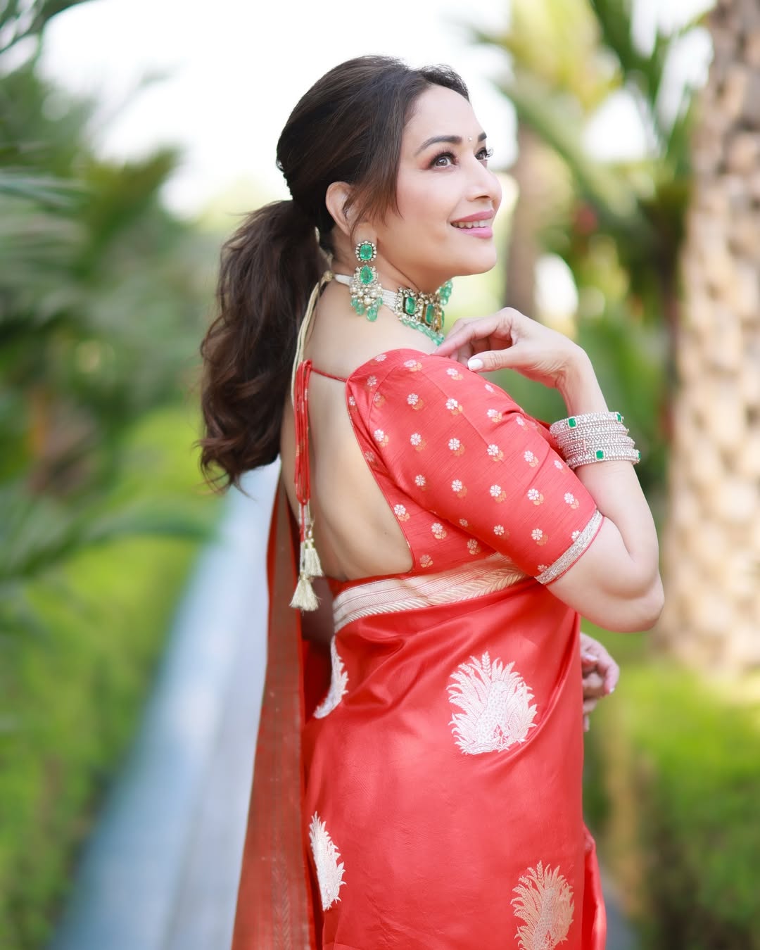 Madhuri Dixit-Inspired Saree Blouse Designs For Ganesh Chaturthi Celebration Madhuri Dixit-Inspired Saree Blouse Designs For Ganesh Chaturthi Celebration