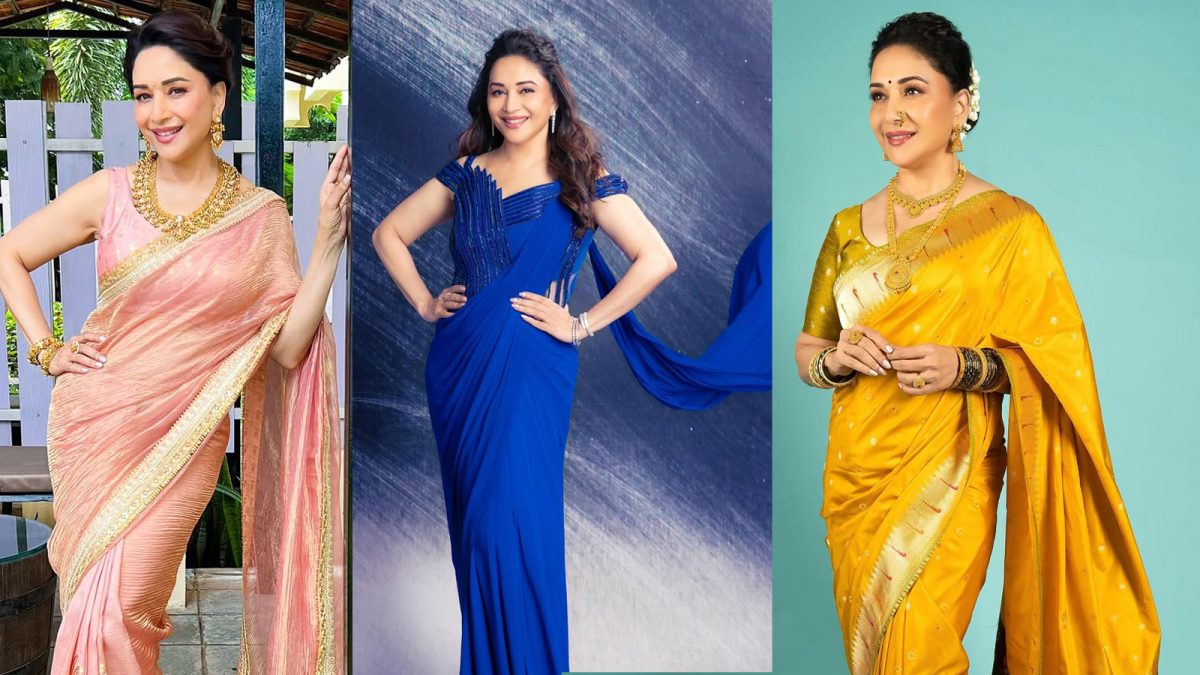 Madhuri Dixit-Inspired Saree Blouse Designs For Ganesh Chaturthi Celebration