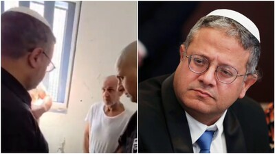 Israel’s far-right national security minister Itamar Ben Gvir is seen surrounding Barghouti inside a prison cell along with two other people, including a guard.