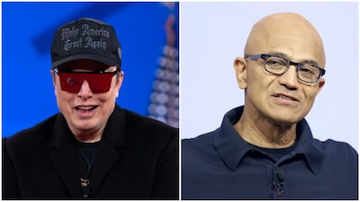 Elon Musk made the comment in reply to Satya Nadella’s post on X. (AP file photos)