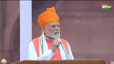 Prime Minister Narendra Modi delivers the Independence Day Speech at the Red Fort on Friday.