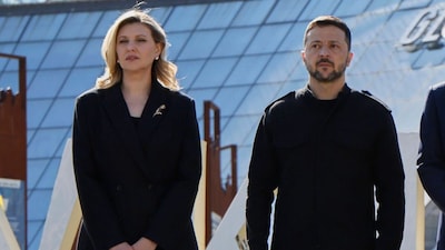 President Volodymyr Zelenskyy and his wife Olena Volodymyrivna Zelenska.  (AP)