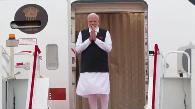 PM Modi arrives in Tianjin, China. (ANI)