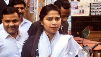 Raju Pal’s wife and SP MLA Pooja Pal praised the Yogi Adityanath government and expressed her gratitude. (PTI/File)