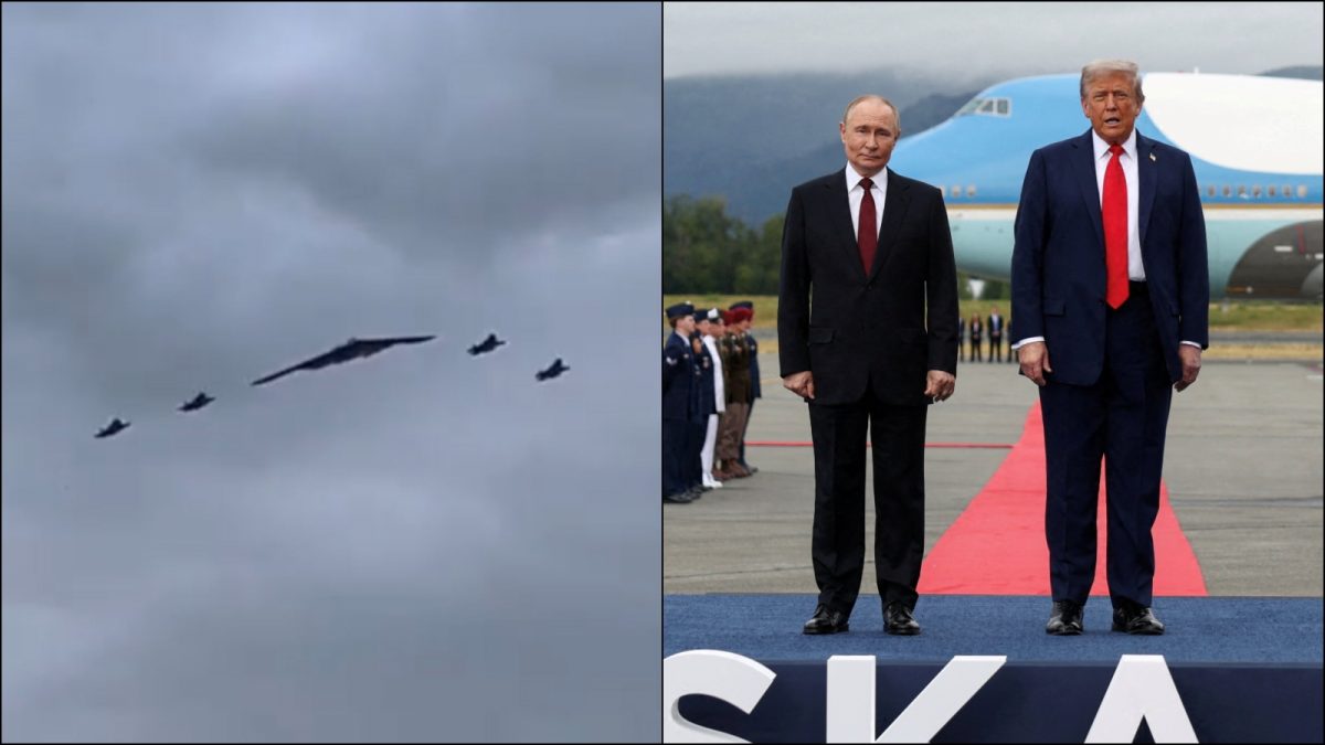B-2 Bomber Soars Overhead As Trump Shows Off Military Strength While Greeting Putin | Watch
