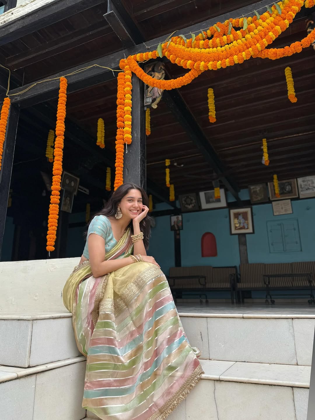 Sharvari Wagh: Alpha actress looked beautiful in a colourful striped silk tissue saree exuding pure grace. The gota borders adds on the traditional vibe of the outfit. Sharvari Wagh: Alpha actress looked beautiful in a colourful striped silk tissue saree exuding pure grace. The gota borders adds on the traditional vibe of the outfit.