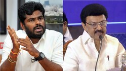(Left) K Annamalai and (right) MK Stalin. (News18)