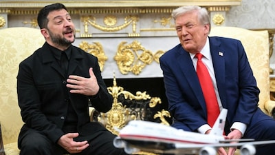 Ukrainian President Volodymyr Zelensky and US President Donald Trump participate in a meeting in the Oval Office of the White House in Washington. (AFP photo)