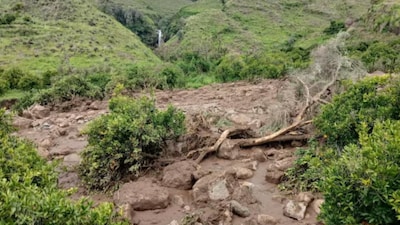 An area is damaged following a landslide that destroyed the Tersin village, in the Marra Mountains area of Sudan September 1, 2025. (Reuters photo)