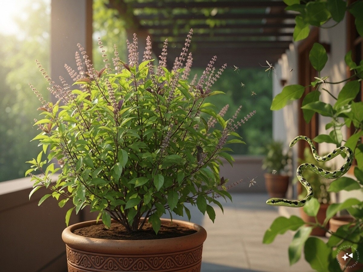 Basil Plant: Traditionally grown in Indian households for its religious significance, basil has another benefit, its fragrance and natural oils repel snakes, as well as mosquitoes and other insects. (News18 Hindi)