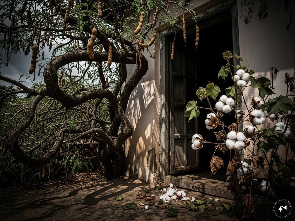 Tamarind tree and cotton plants: The tamarind tree is linked to negative energy and mental stress, making it unsuitable near the main door. Similarly, the cotton plant is associated with death and unnecessary expenses, and hence should also be kept away. (News18 Hindi) Tamarind tree and cotton plants: The tamarind tree is linked to negative energy and mental stress, making it unsuitable near the main door. Similarly, the cotton plant is associated with death and unnecessary expenses, and hence should also be kept away. (News18 Hindi)