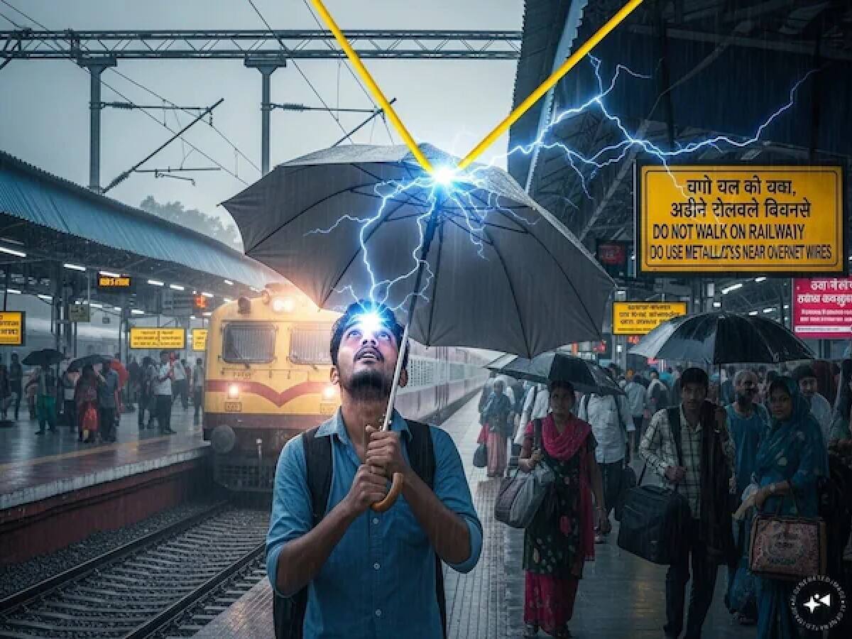 পরিশেষে, রেলপথ পারাপারের সময়, বিশেষ করে লেভেল ক্রসিংয়ে, কখনই ছাতা ব্যবহার করা উচিত নয় এবং ওভারহেড তারের কাছাকাছি প্ল্যাটফর্মে ছাতা তোলা এড়িয়ে চলাও সমানভাবে গুরুত্বপূর্ণ। রেলপথে হাঁটা কেবল অবৈধই নয়, অত্যন্ত বিপজ্জনকও। উচ্চ-ভোল্টেজ ওভারহেড লাইন থেকে বৈদ্যুতিক শকের ঝুঁকি খুবই বাস্তব এবং সম্ভাব্য মারাত্মক। একটি অসাবধান মুহূর্ত একটি ট্র্যাজেডিতে পরিণত হতে পারে। (ছবি-- এআই) পরিশেষে, রেলপথ পারাপারের সময়, বিশেষ করে লেভেল ক্রসিংয়ে, কখনই ছাতা ব্যবহার করা উচিত নয় এবং ওভারহেড তারের কাছাকাছি প্ল্যাটফর্মে ছাতা তোলা এড়িয়ে চলাও সমানভাবে গুরুত্বপূর্ণ। রেলপথে হাঁটা কেবল অবৈধই নয়, অত্যন্ত বিপজ্জনকও। উচ্চ-ভোল্টেজ ওভারহেড লাইন থেকে বৈদ্যুতিক শকের ঝুঁকি খুবই বাস্তব এবং সম্ভাব্য মারাত্মক। একটি অসাবধান মুহূর্ত একটি ট্র্যাজেডিতে পরিণত হতে পারে। (ছবি-- এআই)