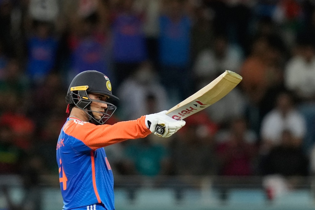 Abhishek Sharma continued his hot form, scoring a 37-ball 75 with a mix of power and elegance, before a brilliant one-handed stop from Rishad ended his innings. (AP) Abhishek Sharma continued his hot form, scoring a 37-ball 75 with a mix of power and elegance, before a brilliant one-handed stop from Rishad ended his innings. (AP)